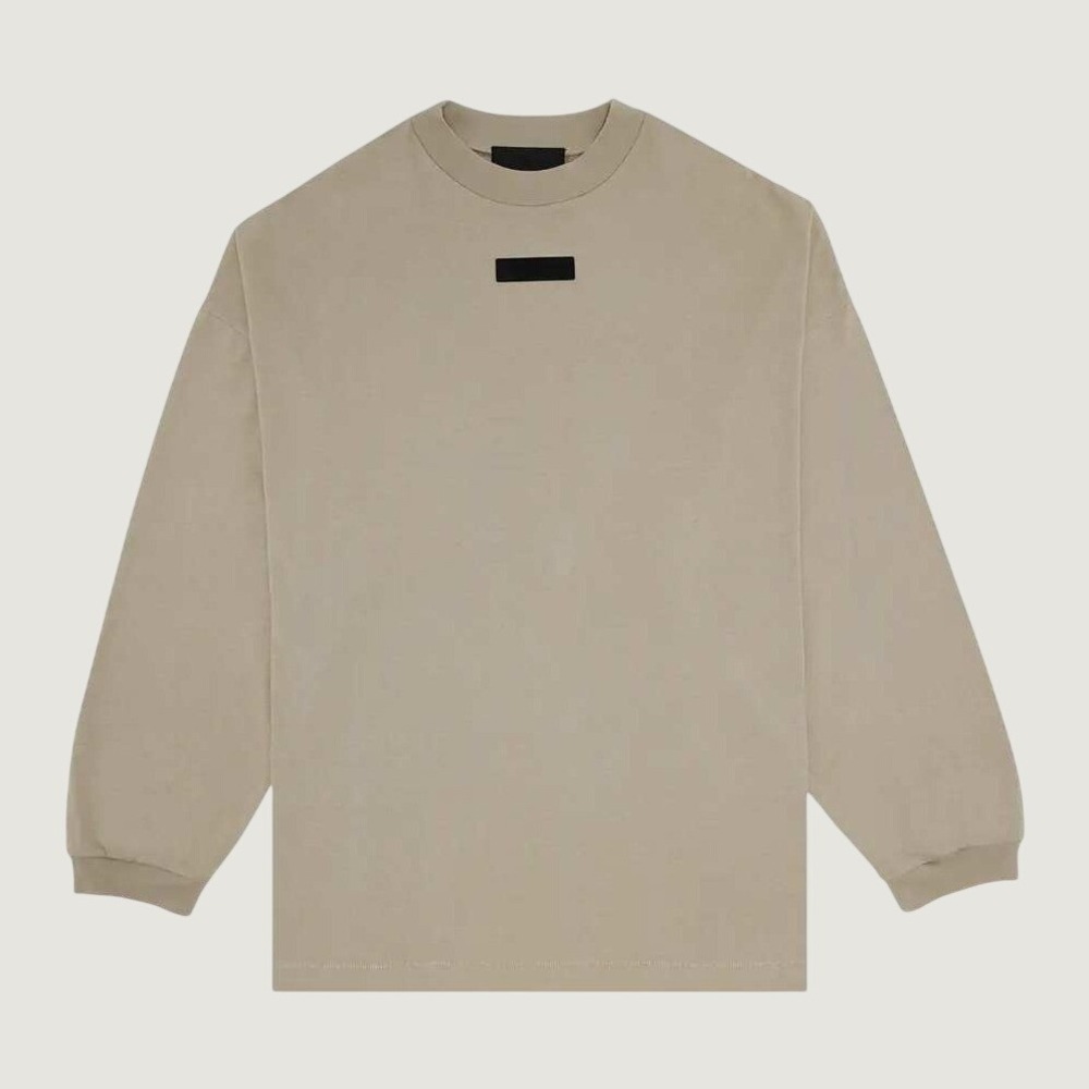 Fear of God Essentials Long Sleeve T-Shirt Boxy Logo Tan Large